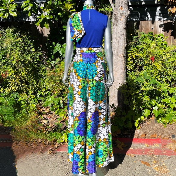 1970s Alex Colman Psychedelic Floral Massive Palazzo Pants - Picture 4 of 8